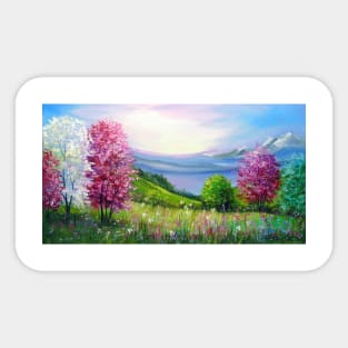 Spring in the mountains Sticker